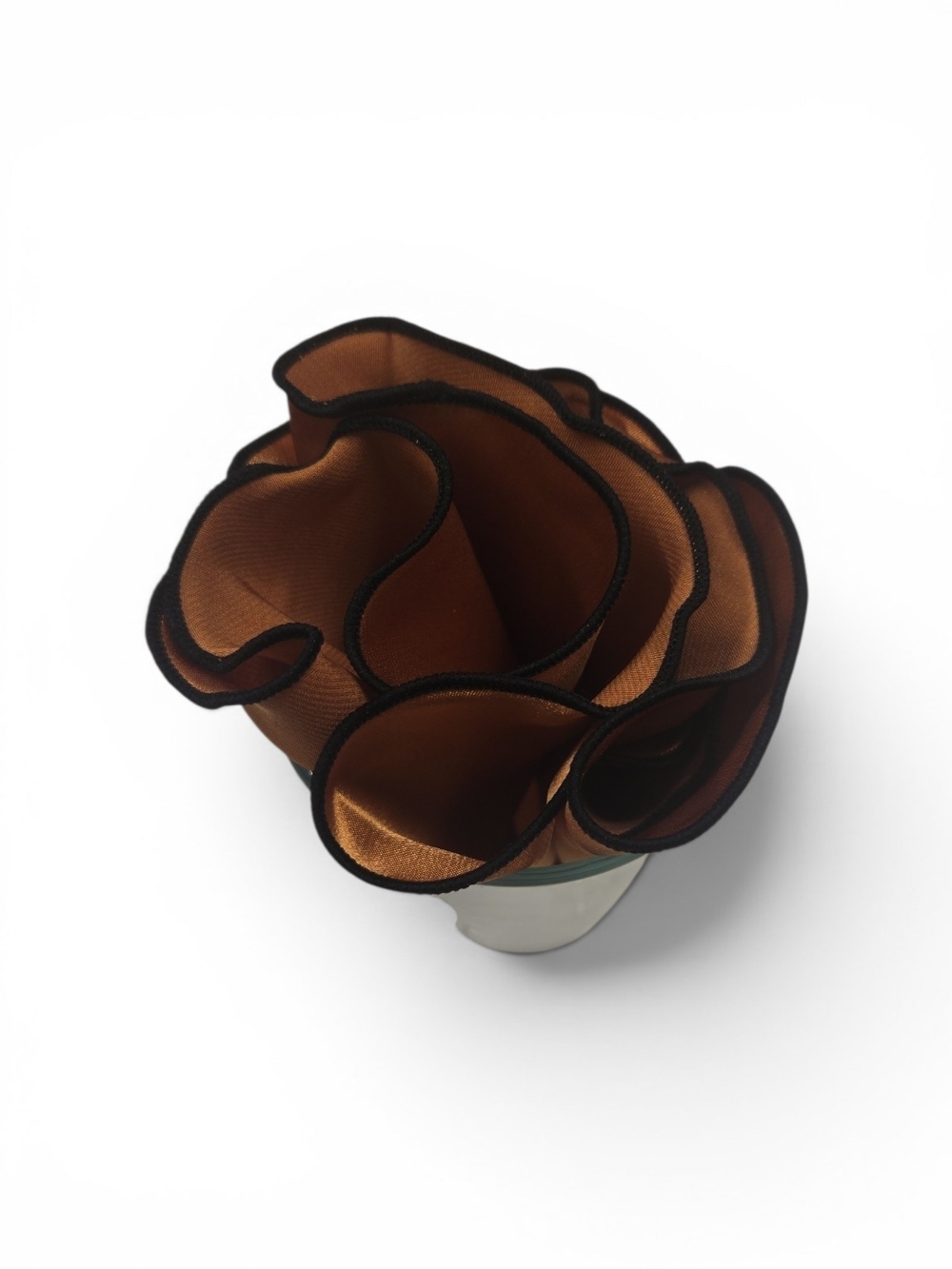 MEN'S ROUND HANKY POCKET SQUARE. AMBER GOLD/ BLACK